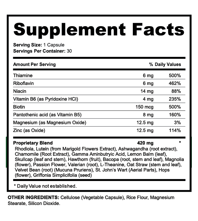 Positive Mood — Supplement Facts Label